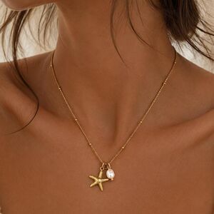 starfish and pearl necklace D56
